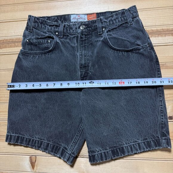 Vintage 90s Levis 545 Loose Fit Dark Wash Denim Jean Shorts Orange Tab - Size 31 - Picture 3 of 10